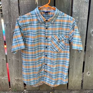 Outdoor Research Men's Plaid Button Down Shirt - Blue and Orange